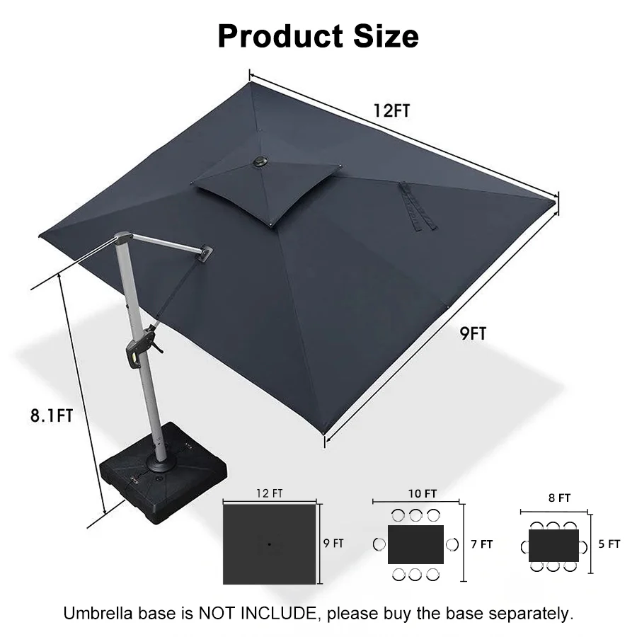 PURPLE LEAF Large Rectangular Porch Umbrella Outside Cantilever Patio Yard Umbrella - Image 148