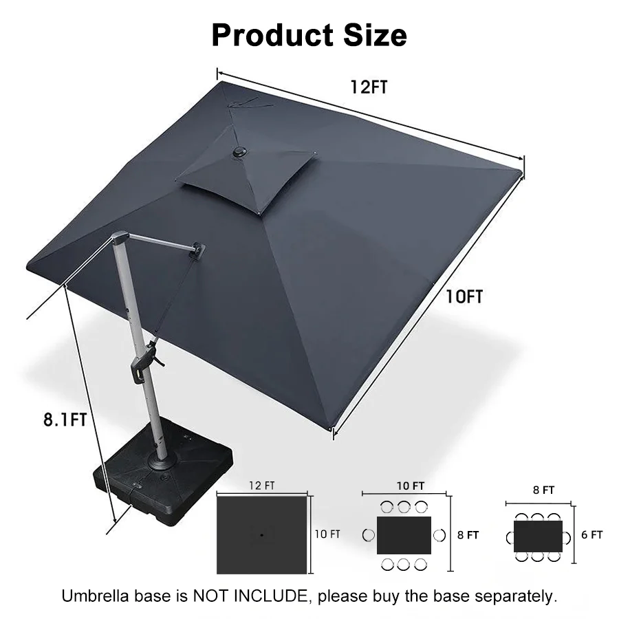 PURPLE LEAF Large Rectangular Porch Umbrella Outside Cantilever Patio Yard Umbrella - Image 149