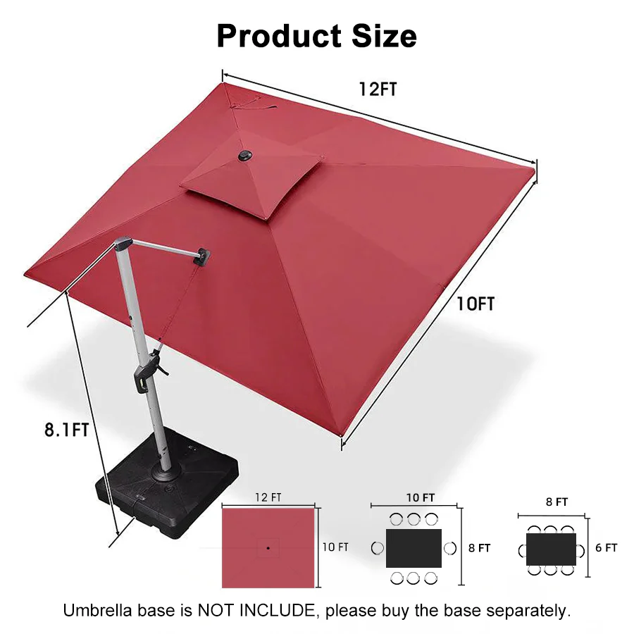 PURPLE LEAF Large Rectangular Porch Umbrella Outside Cantilever Patio Yard Umbrella - Image 151