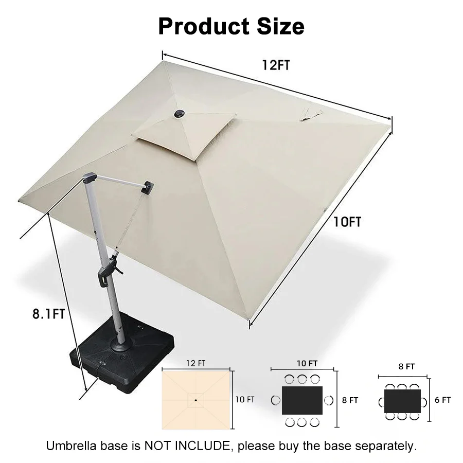 PURPLE LEAF Large Rectangular Porch Umbrella Outside Cantilever Patio Yard Umbrella - Image 155