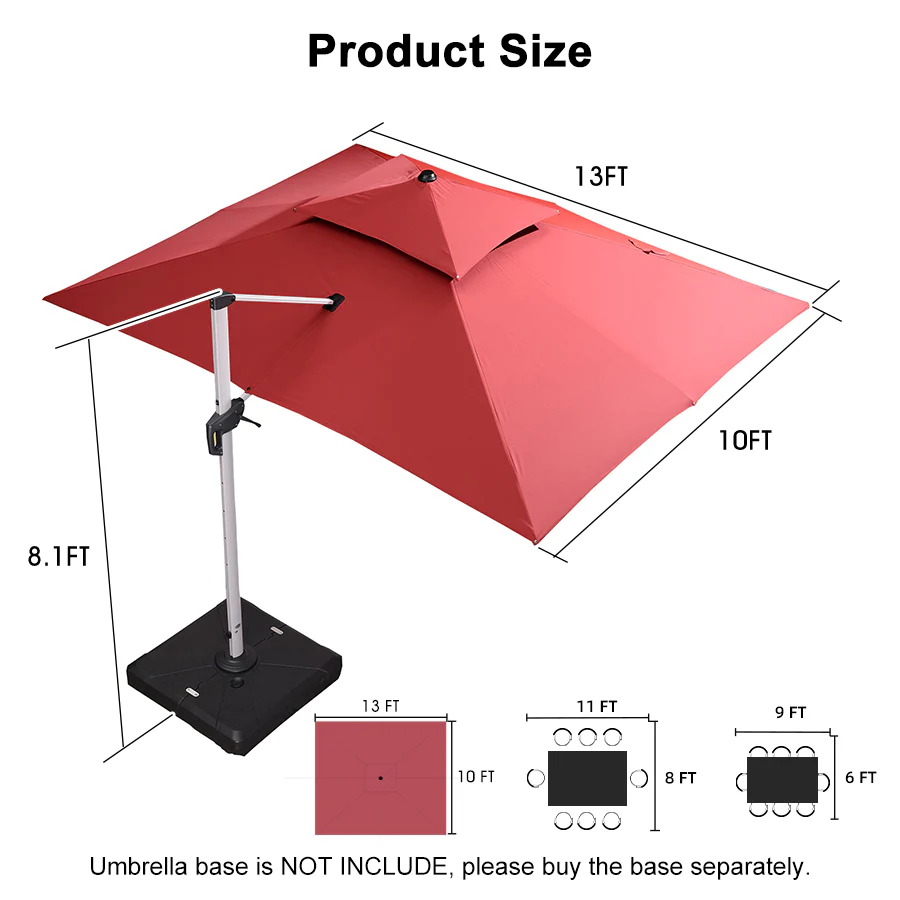 PURPLE LEAF Large Rectangular Porch Umbrella Outside Cantilever Patio Yard Umbrella - Image 156