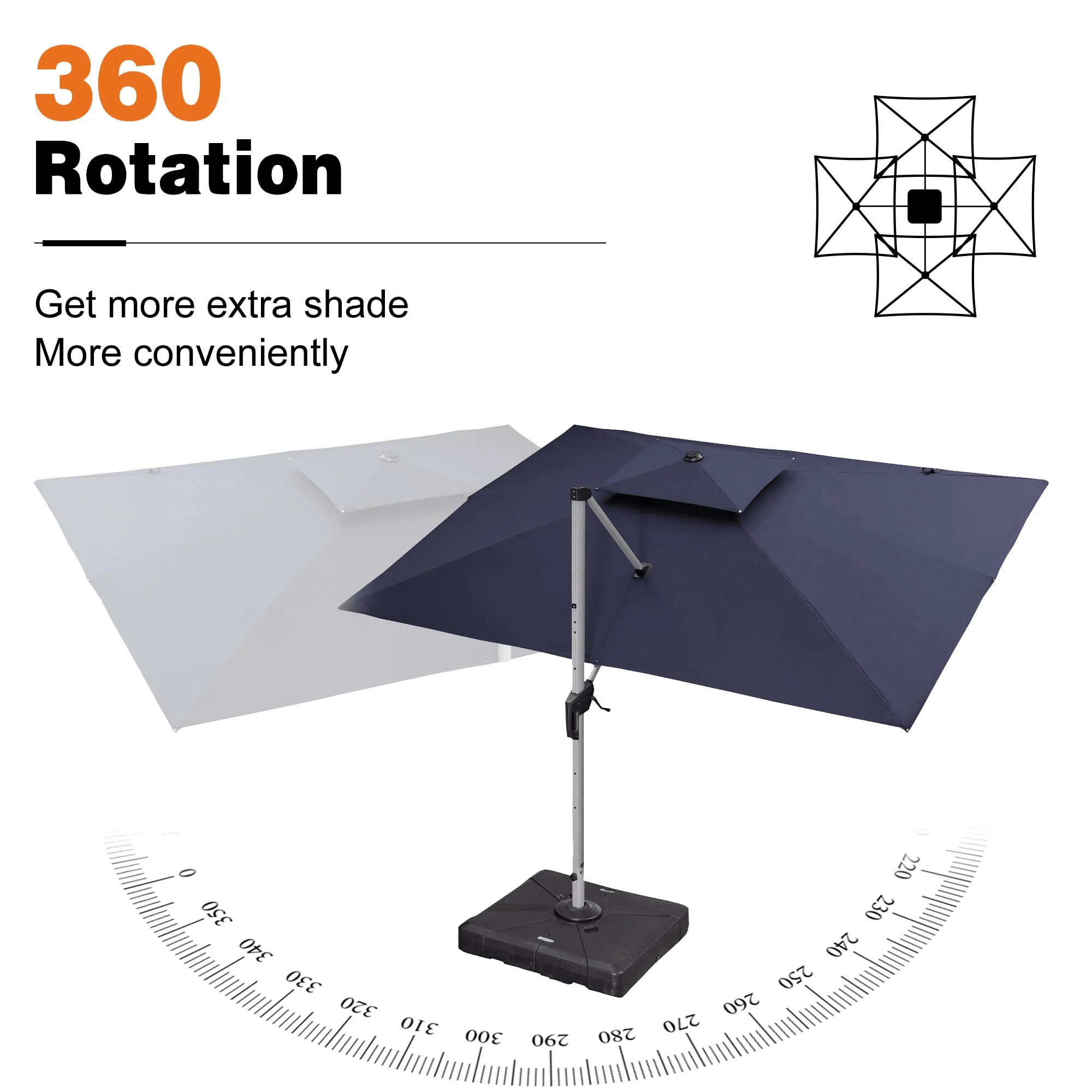 PURPLE LEAF Large Rectangular Porch Umbrella Outside Cantilever Patio Yard Umbrella - Image 43