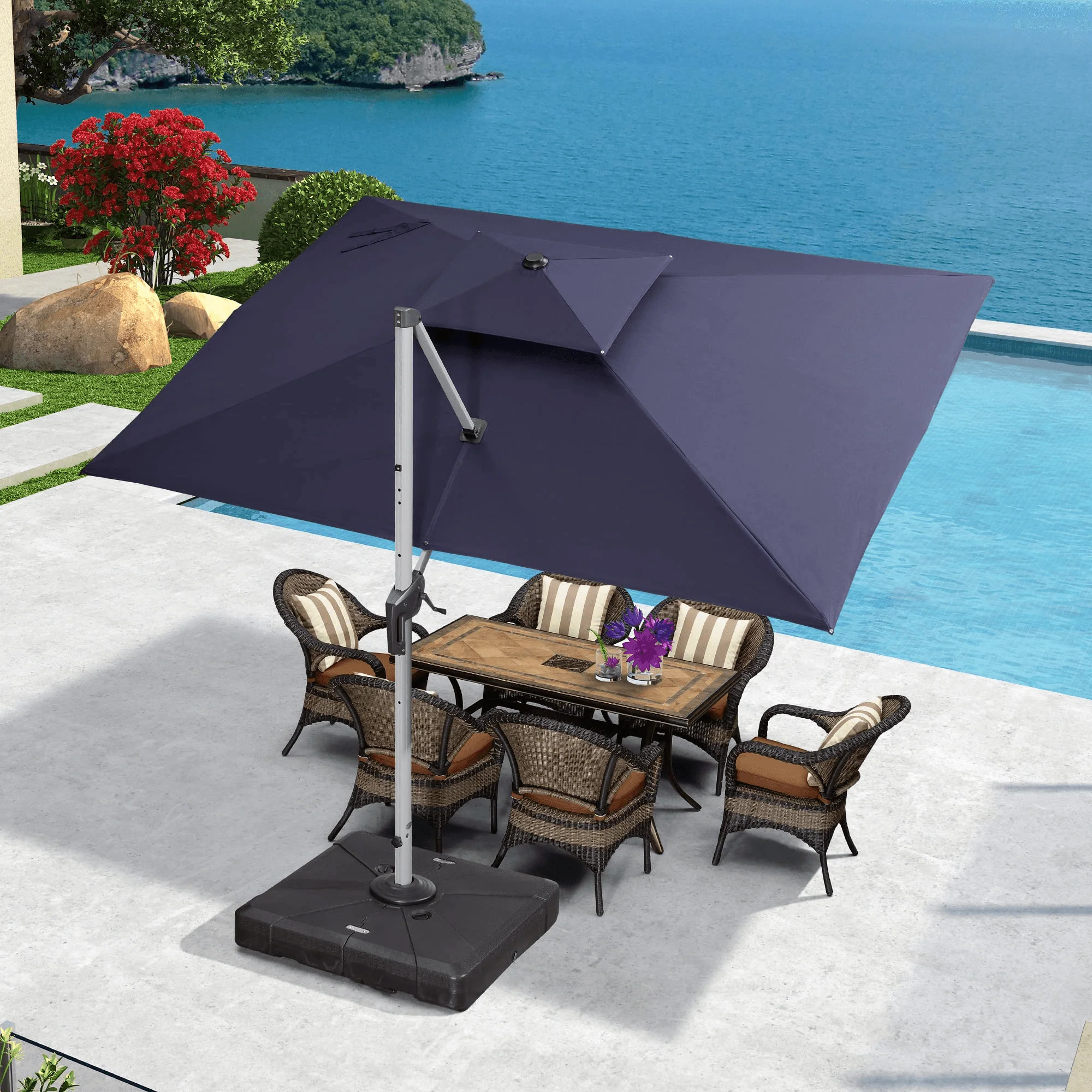 PURPLE LEAF Large Rectangular Porch Umbrella Outside Cantilever Patio Yard Umbrella - Image 47