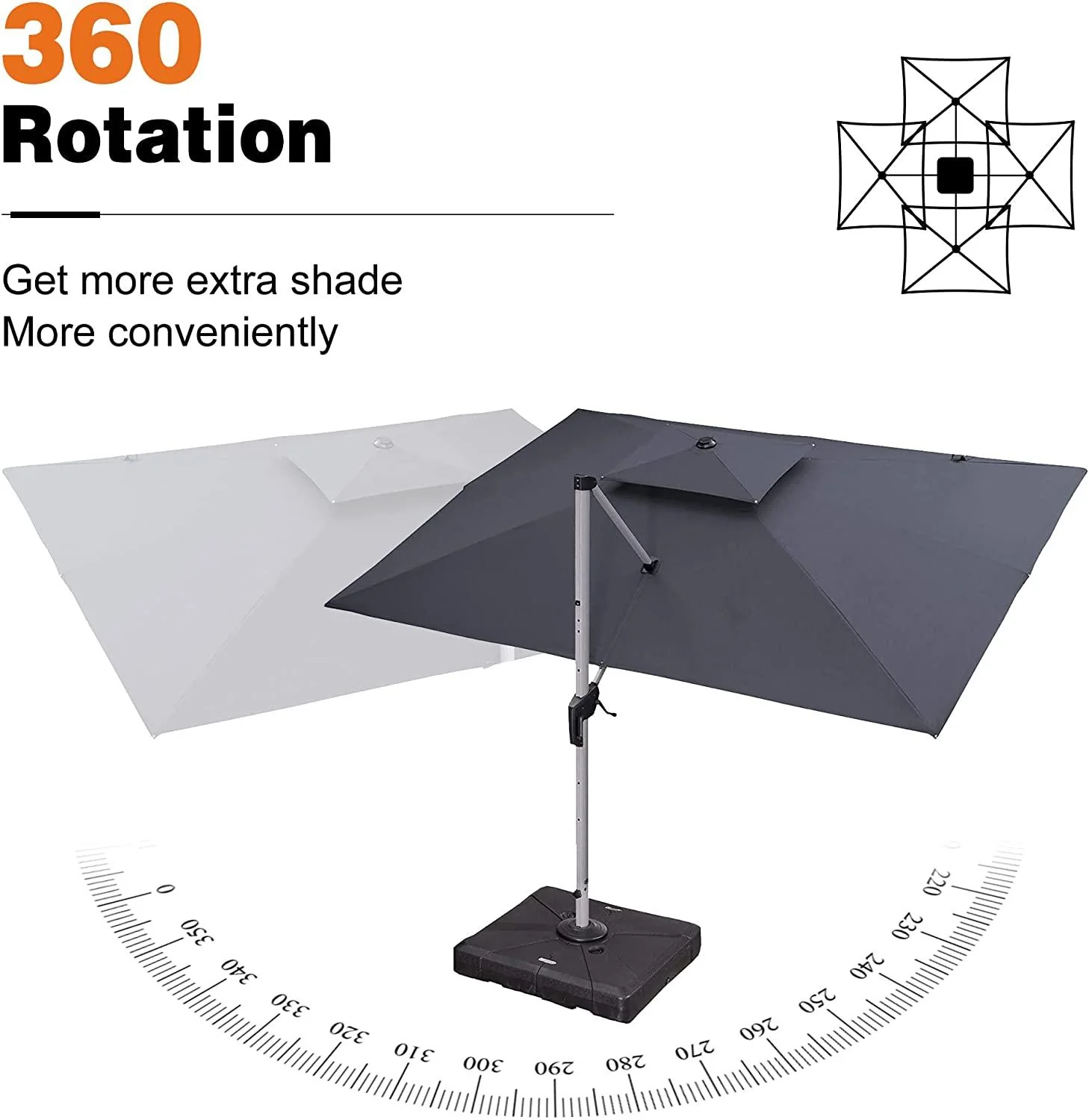PURPLE LEAF Large Rectangular Porch Umbrella Outside Cantilever Patio Yard Umbrella - Image 51