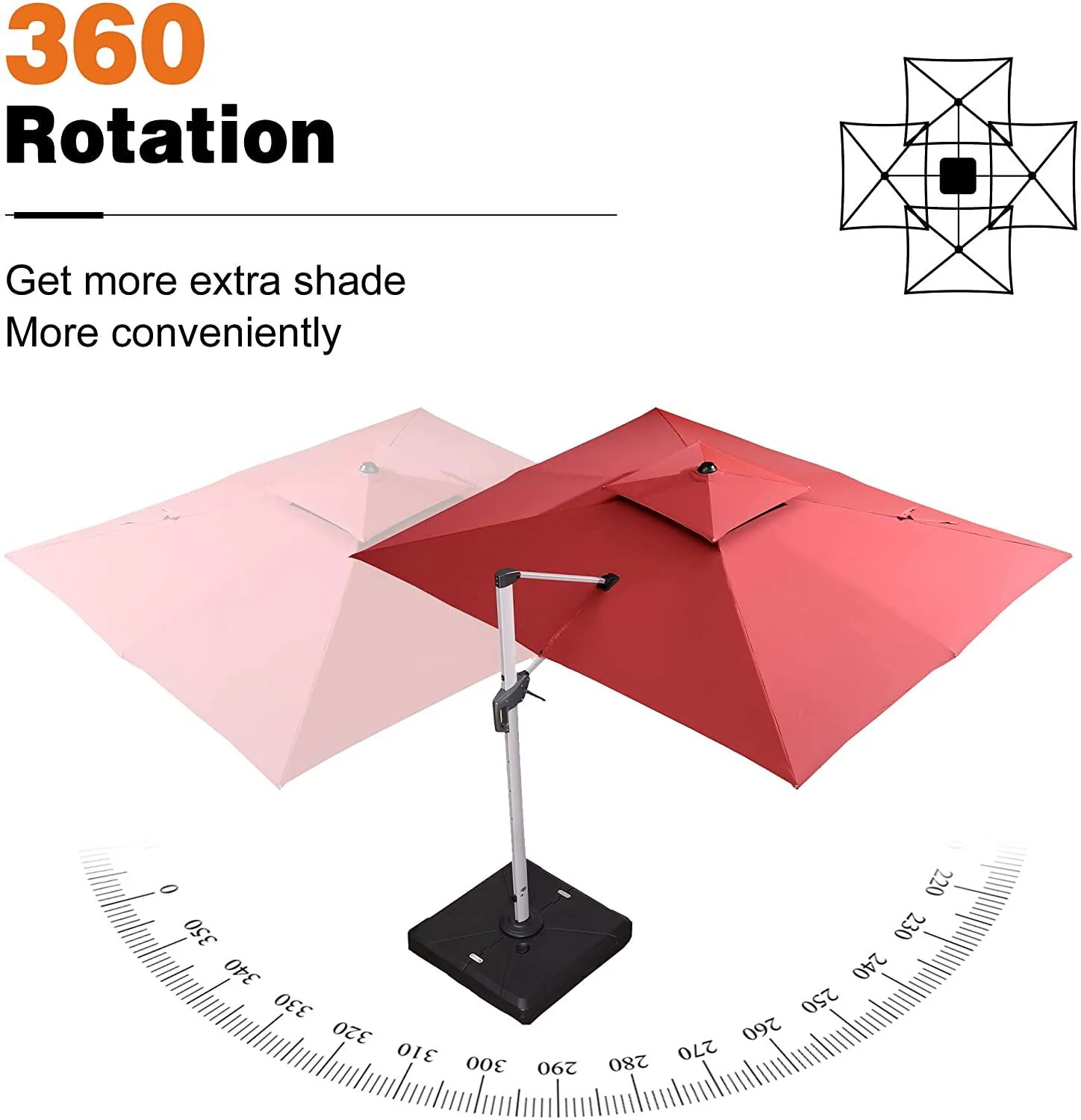 PURPLE LEAF Large Rectangular Porch Umbrella Outside Cantilever Patio Yard Umbrella - Image 53