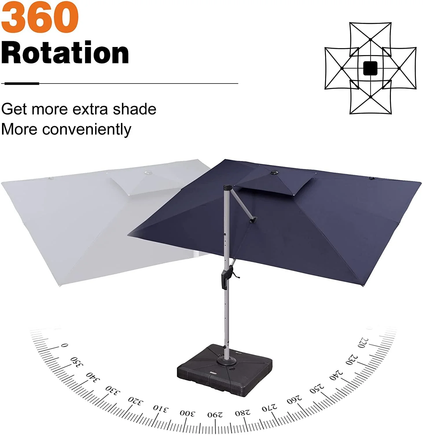 PURPLE LEAF Large Rectangular Porch Umbrella Outside Cantilever Patio Yard Umbrella - Image 55