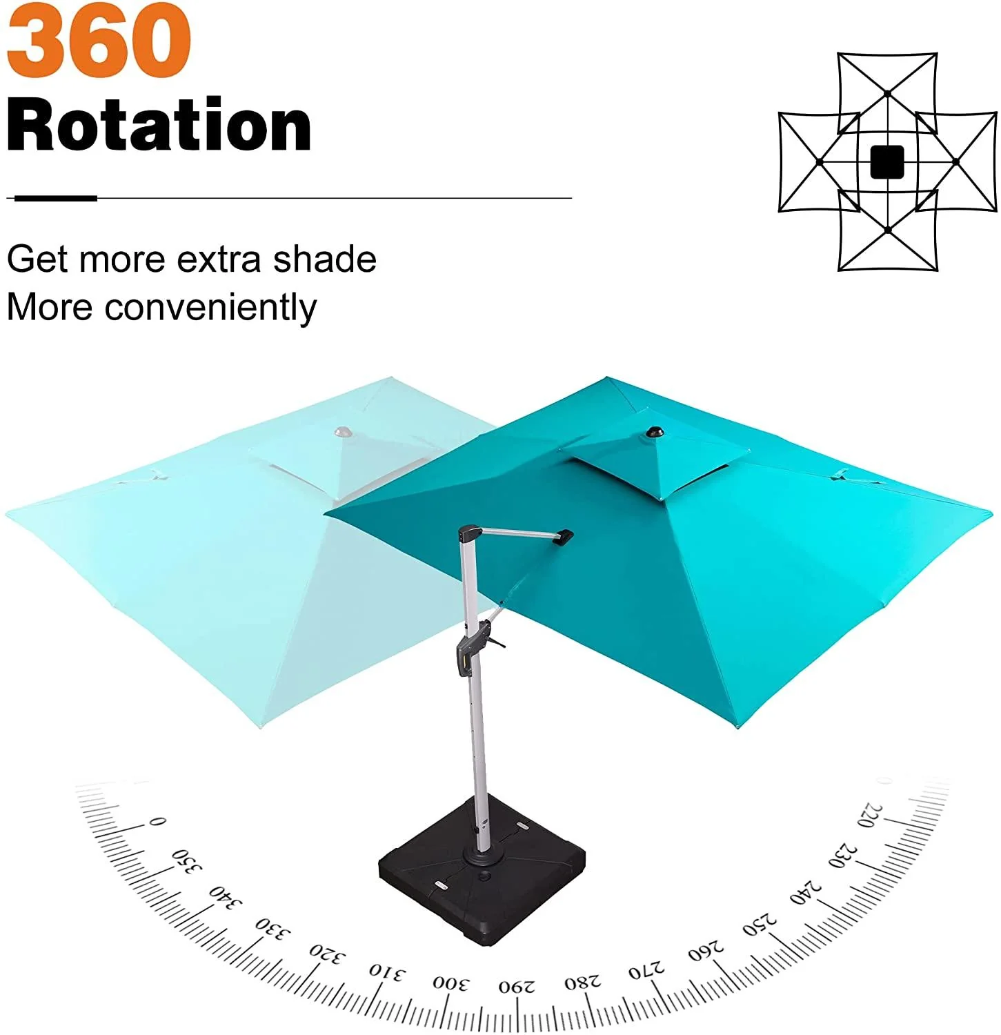 PURPLE LEAF Large Rectangular Porch Umbrella Outside Cantilever Patio Yard Umbrella - Image 56