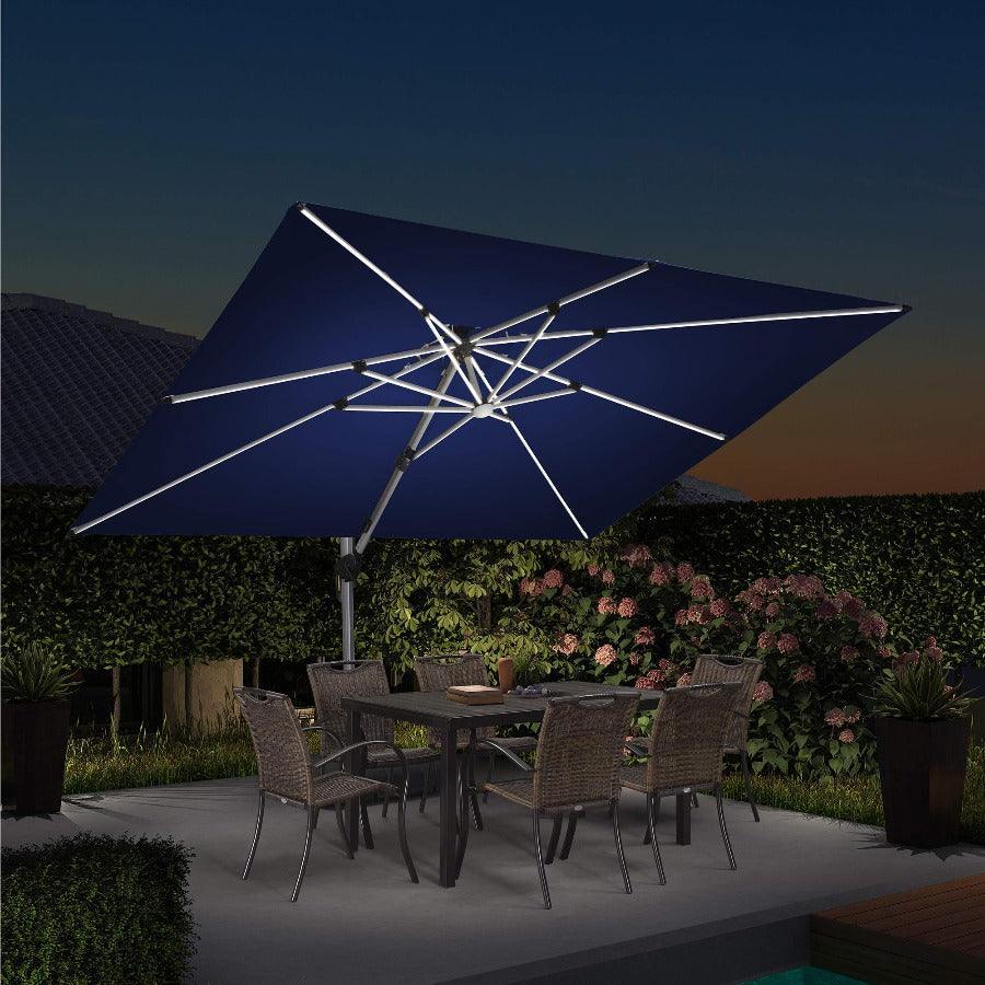 PURPLE LEAF Solar Powered Umbrella LED Rectangular Patio Umbrella with Lights - Image 3
