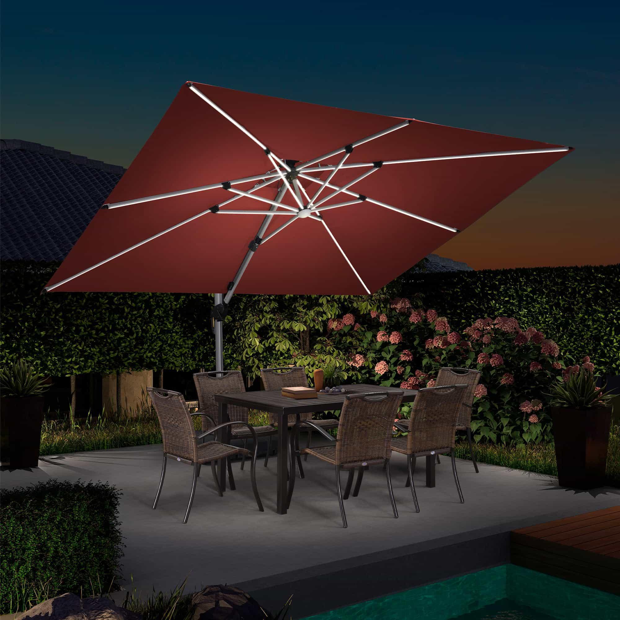 PURPLE LEAF Solar Powered Umbrella LED Rectangular Patio Umbrella with Lights - Image 91