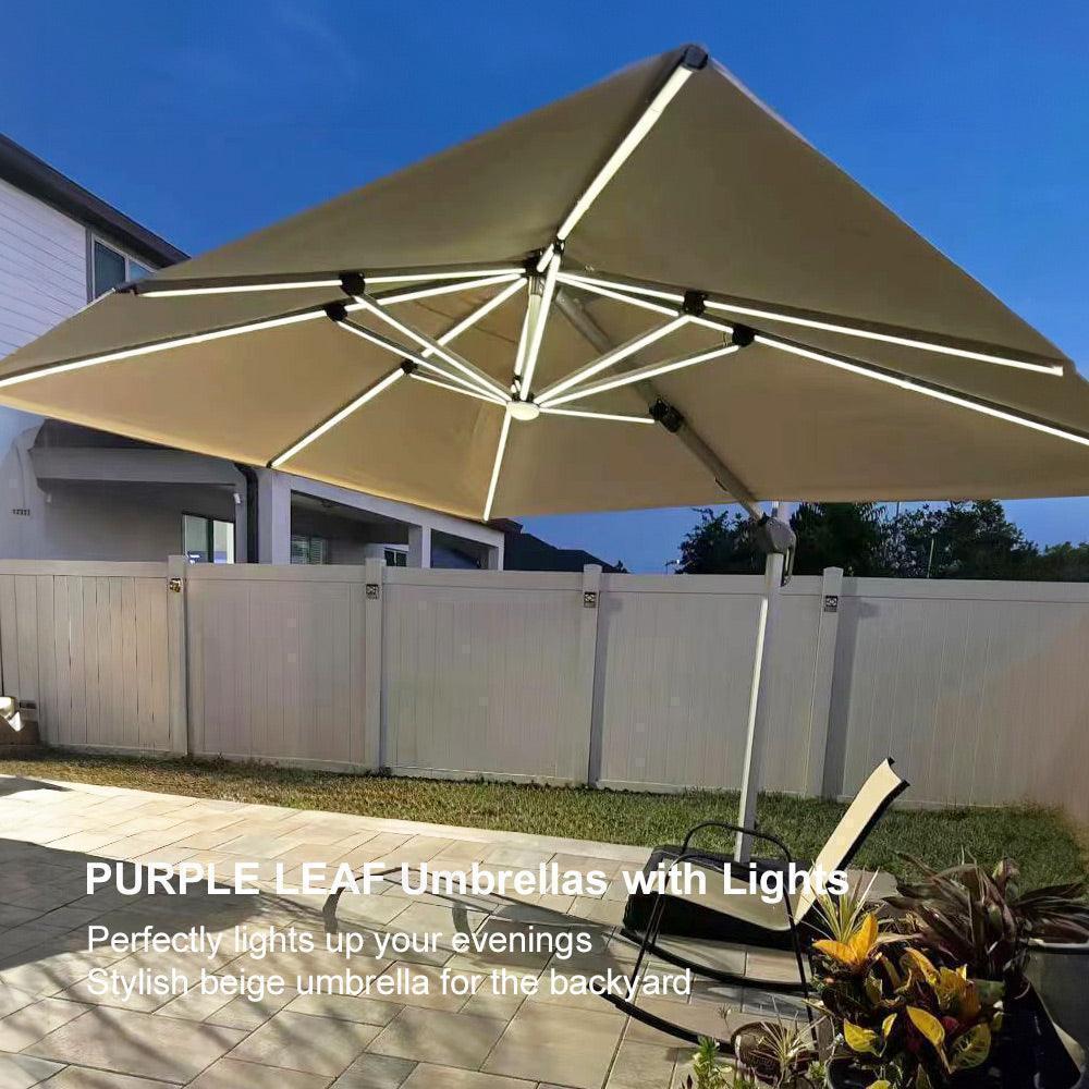 PURPLE LEAF Solar Powered Umbrella LED Rectangular Patio Umbrella with Lights - Image 105