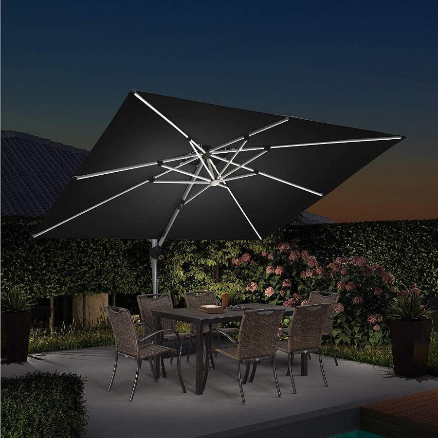PURPLE LEAF Solar Powered Umbrella LED Rectangular Patio Umbrella with Lights - Image 18