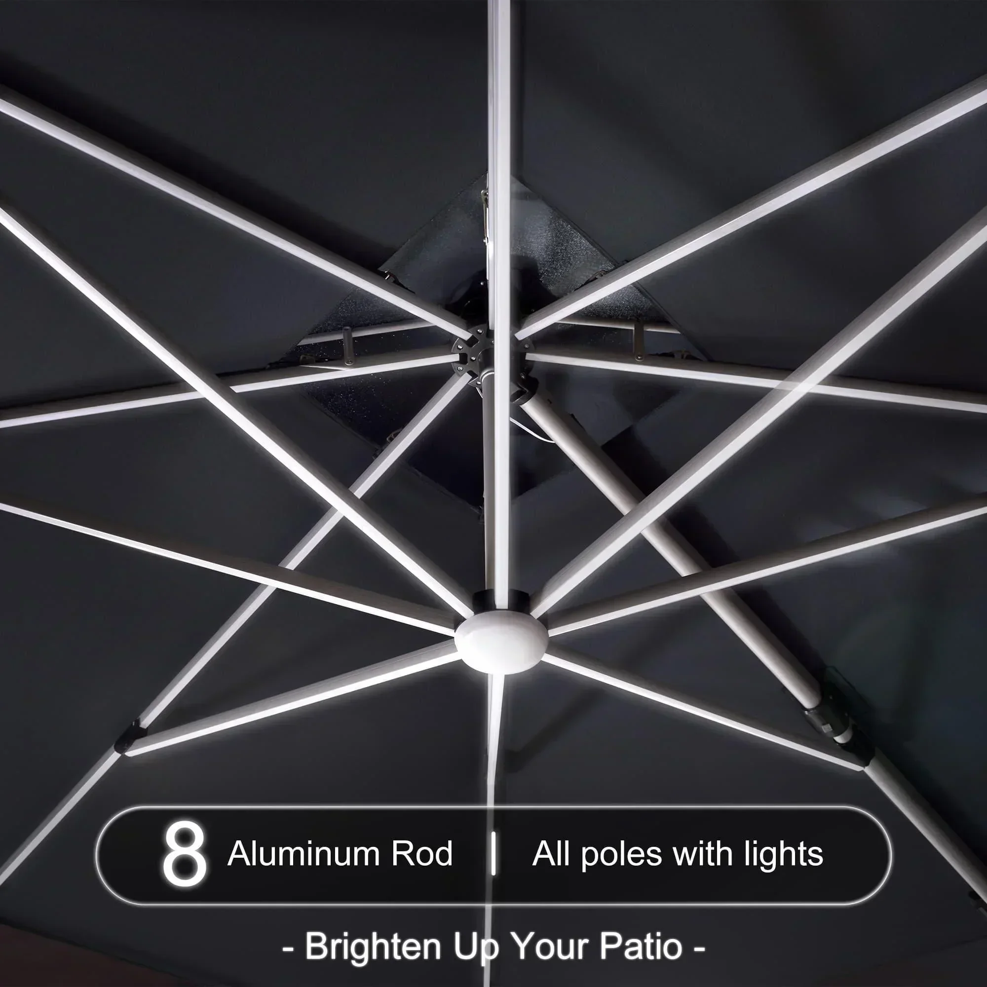 PURPLE LEAF Solar Powered Umbrella LED Rectangular Patio Umbrella with Lights - Image 126