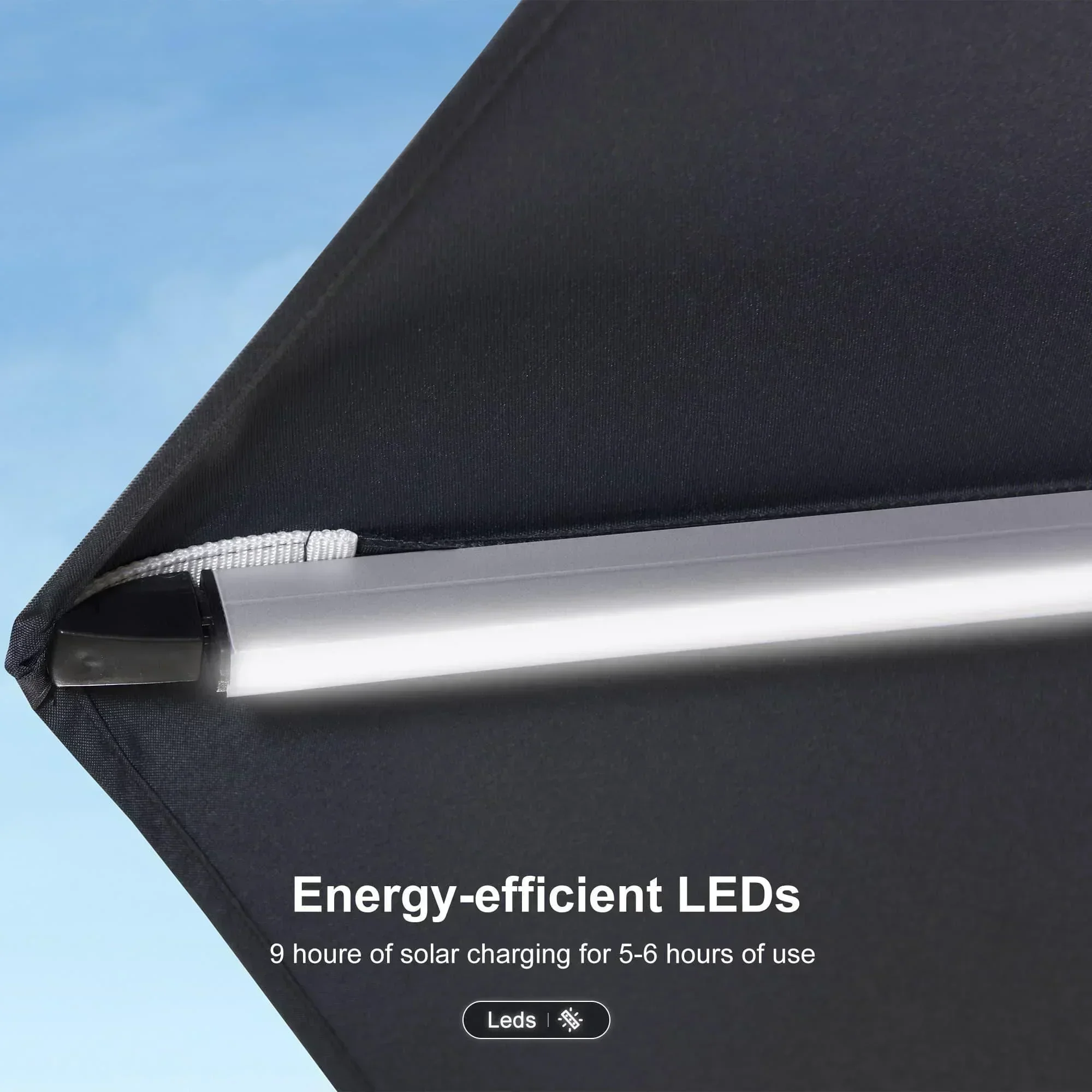 PURPLE LEAF Solar Powered Umbrella LED Rectangular Patio Umbrella with Lights - Image 127