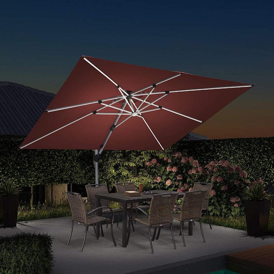 PURPLE LEAF Solar Powered Umbrella LED Rectangular Patio Umbrella with Lights - Image 22