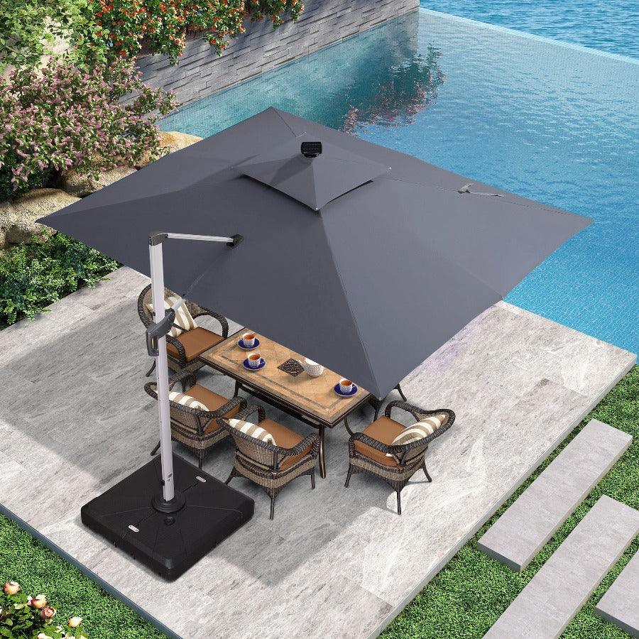 PURPLE LEAF Solar Powered Umbrella LED Rectangular Patio Umbrella with Lights - Image 25