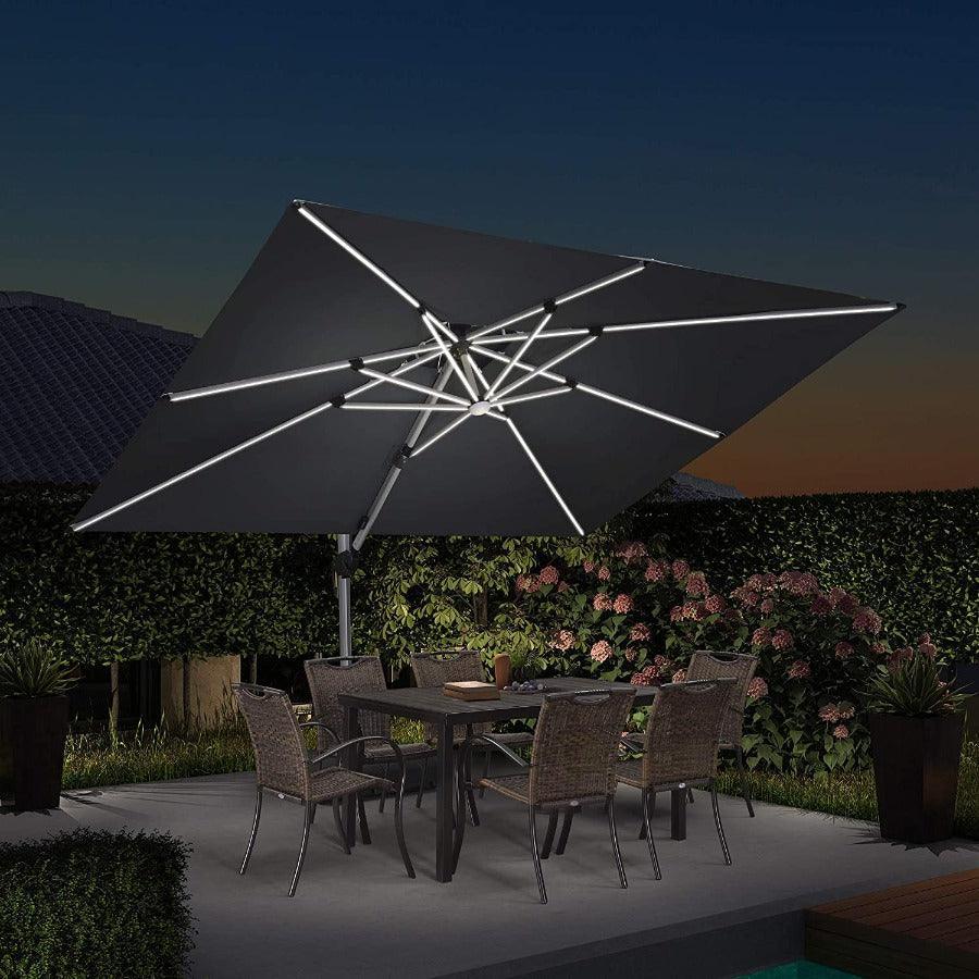 PURPLE LEAF Solar Powered Umbrella LED Rectangular Patio Umbrella with Lights - Image 4