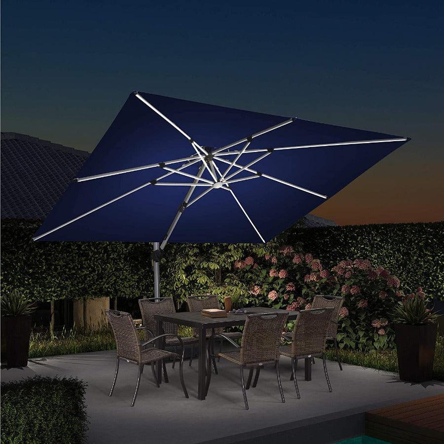 PURPLE LEAF Solar Powered Umbrella LED Rectangular Patio Umbrella with Lights - Image 26