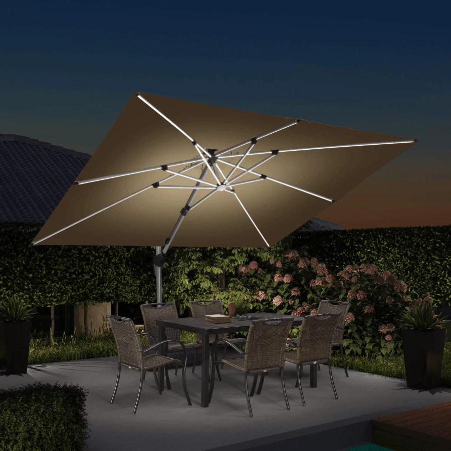 PURPLE LEAF Solar Powered Umbrella LED Rectangular Patio Umbrella with Lights - Image 30
