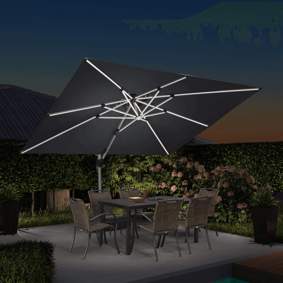 PURPLE LEAF Solar Powered Umbrella LED Rectangular Patio Umbrella with Lights - Image 31
