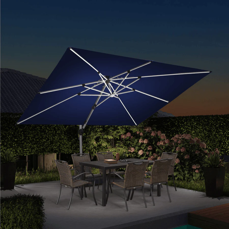 PURPLE LEAF Solar Powered Umbrella LED Rectangular Patio Umbrella with Lights - Image 33