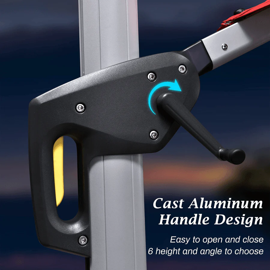 PURPLE LEAF Solar Powered Umbrella LED Rectangular Patio Umbrella with Lights - Image 35