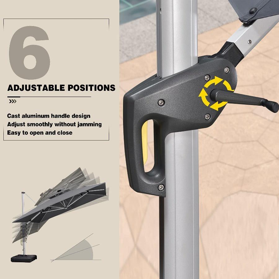 PURPLE LEAF Solar Powered Umbrella LED Rectangular Patio Umbrella with Lights - Image 38