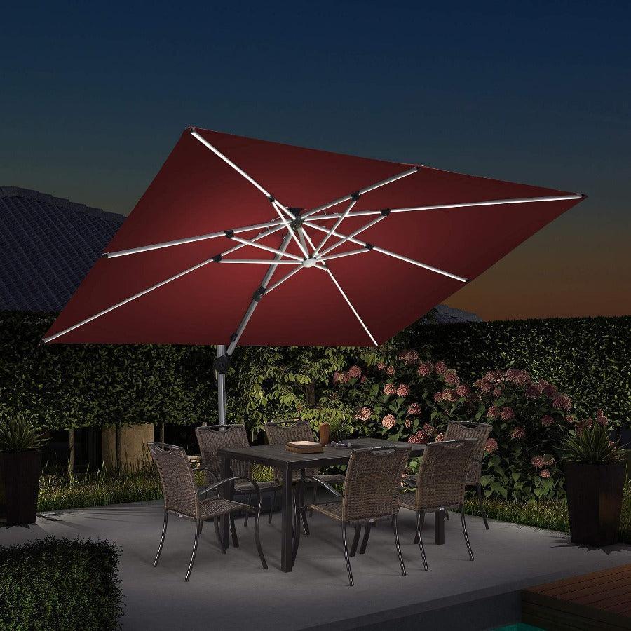 PURPLE LEAF Solar Powered Umbrella LED Rectangular Patio Umbrella with Lights - Image 41