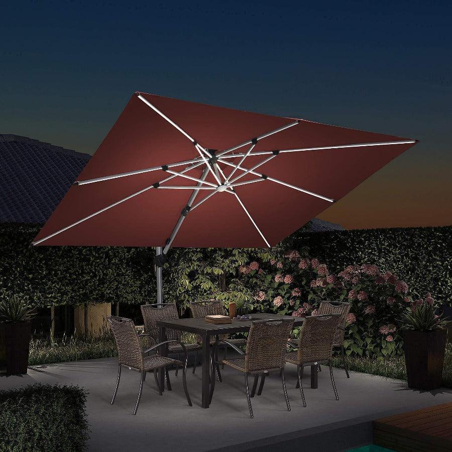 PURPLE LEAF Solar Powered Umbrella LED Rectangular Patio Umbrella with Lights - Image 43
