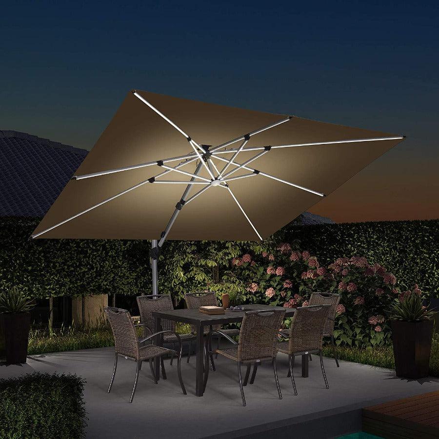 PURPLE LEAF Solar Powered Umbrella LED Rectangular Patio Umbrella with Lights - Image 5