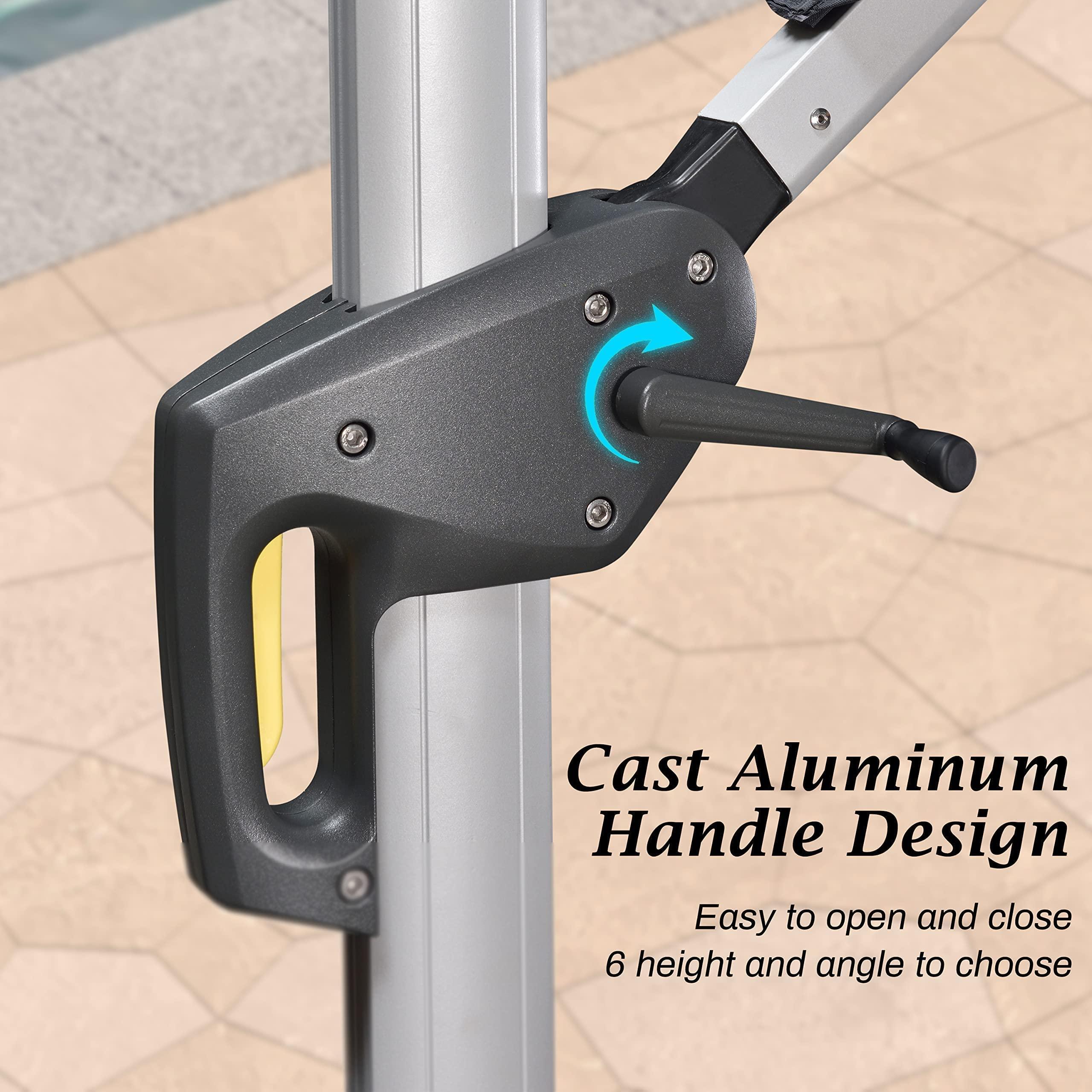 PURPLE LEAF Solar Powered Umbrella LED Rectangular Patio Umbrella with Lights - Image 47