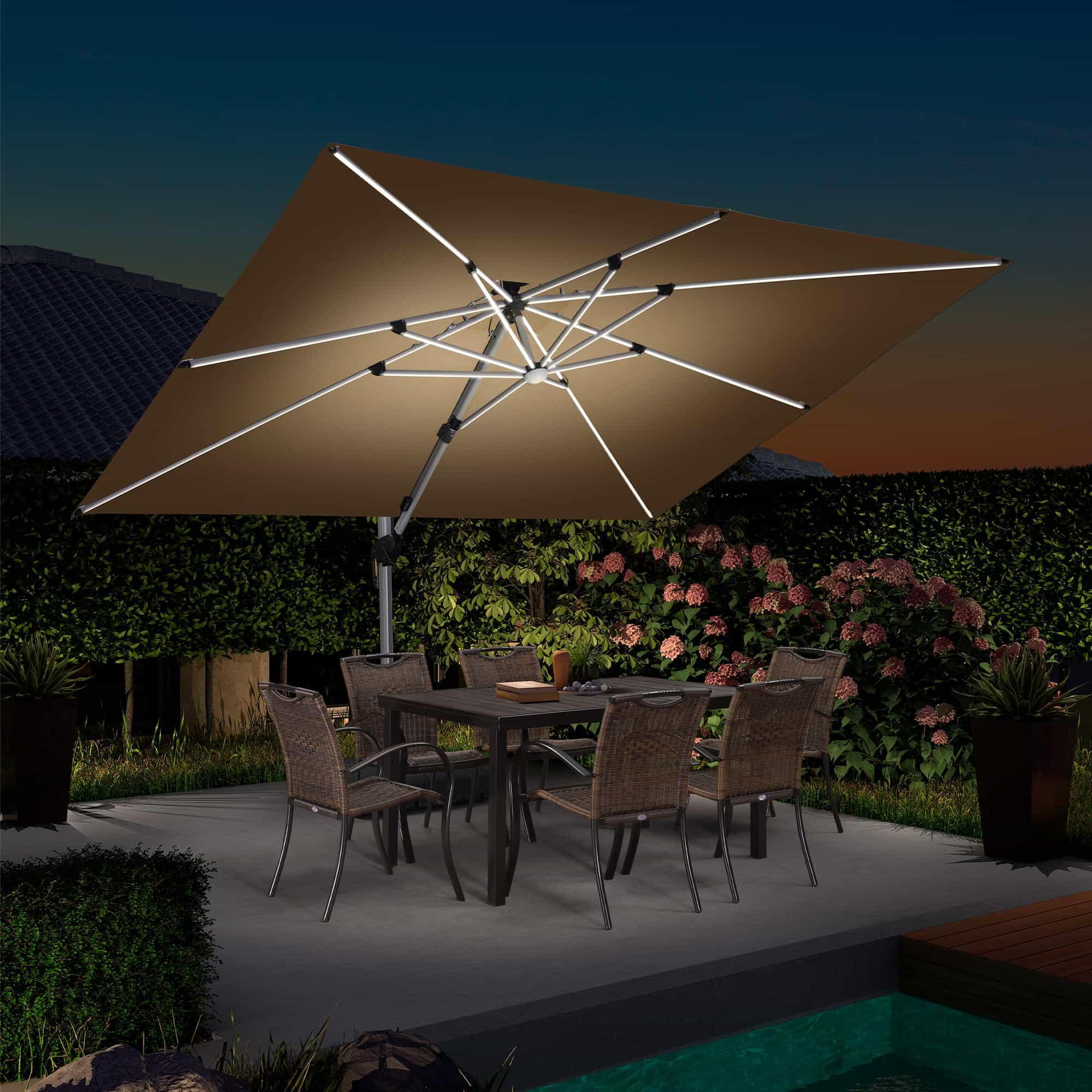 PURPLE LEAF Solar Powered Umbrella LED Rectangular Patio Umbrella with Lights - Image 64