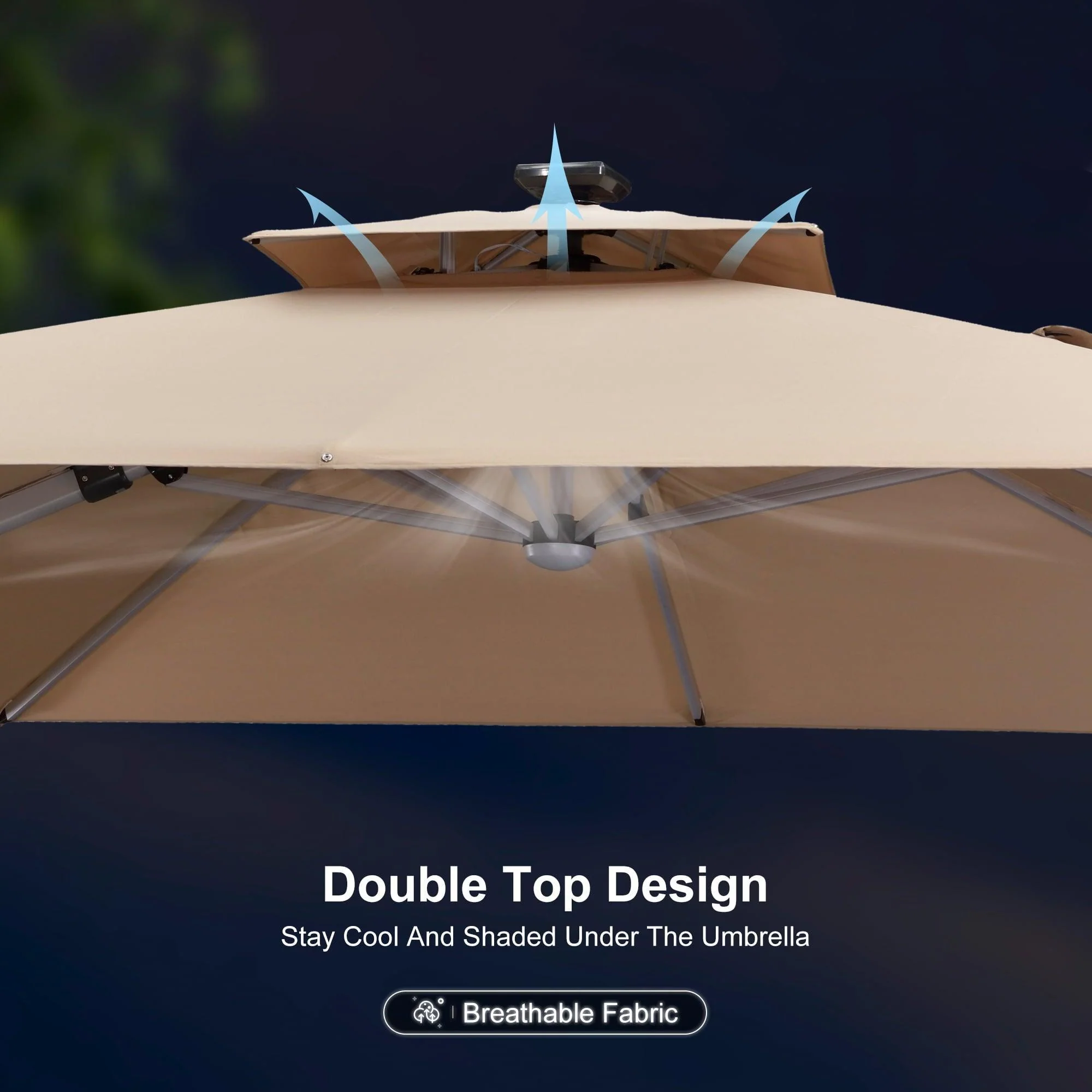 PURPLE LEAF Solar Powered Umbrella LED Rectangular Patio Umbrella with Lights - Image 67