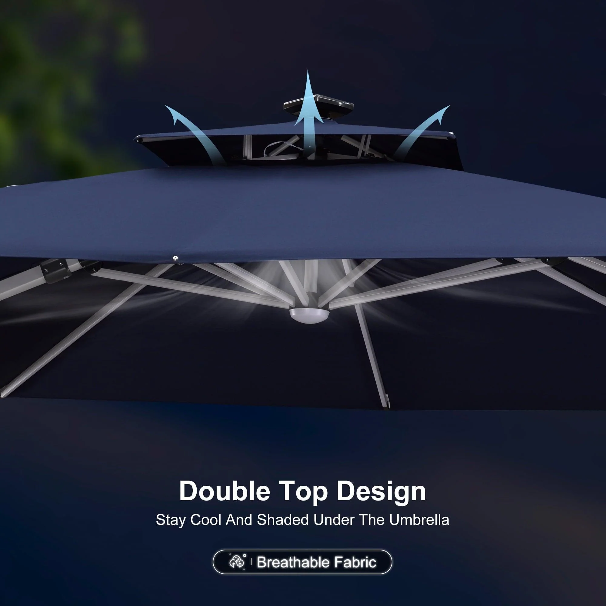 PURPLE LEAF Solar Powered Umbrella LED Rectangular Patio Umbrella with Lights - Image 69