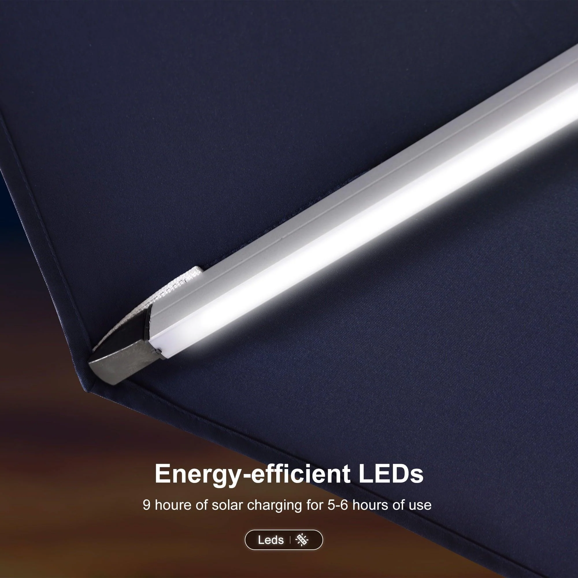 PURPLE LEAF Solar Powered Umbrella LED Rectangular Patio Umbrella with Lights - Image 70