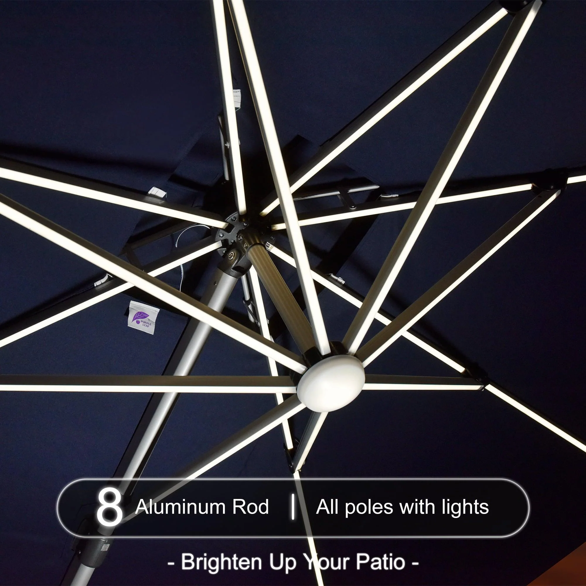 PURPLE LEAF Solar Powered Umbrella LED Rectangular Patio Umbrella with Lights - Image 73