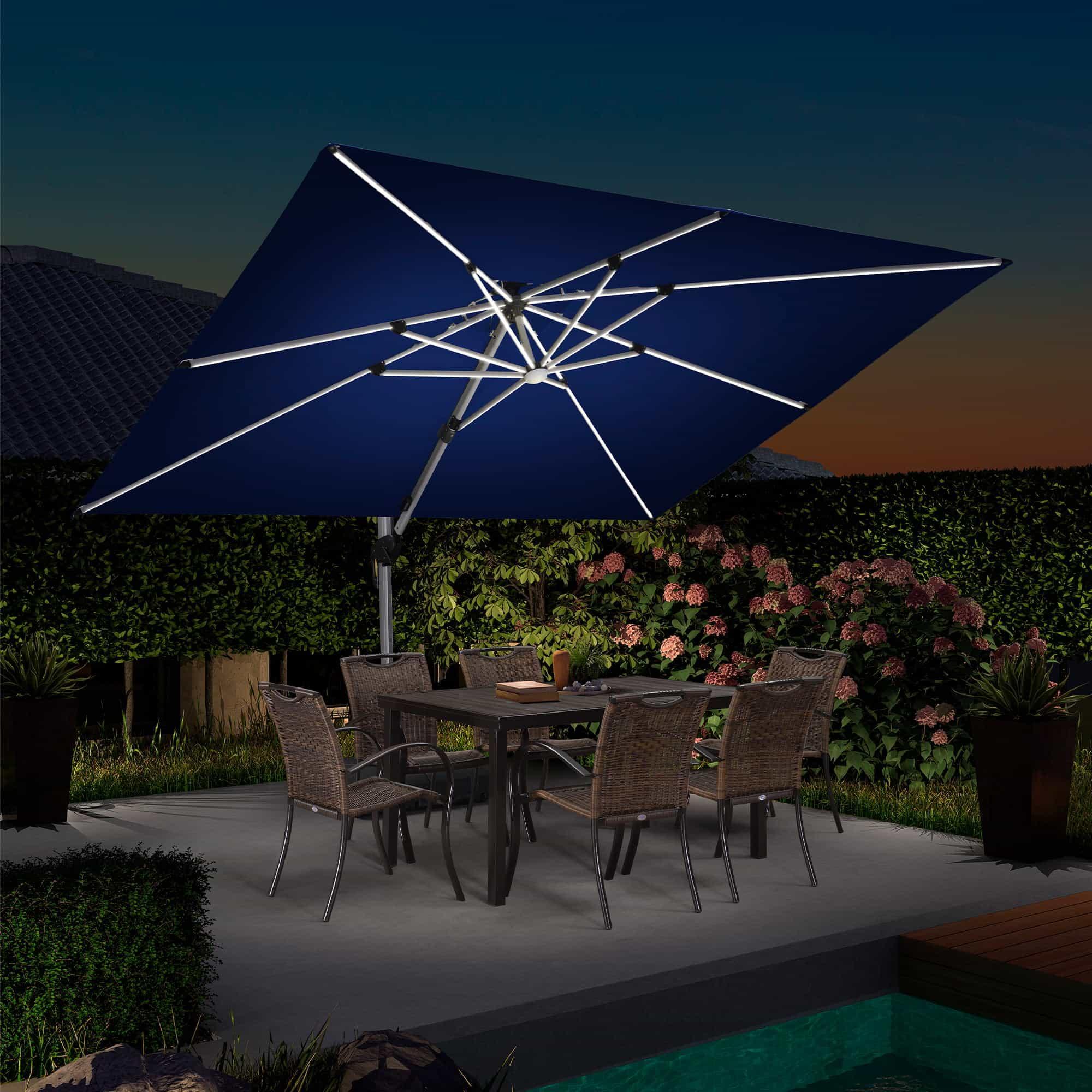 PURPLE LEAF Solar Powered Umbrella LED Rectangular Patio Umbrella with Lights - Image 74