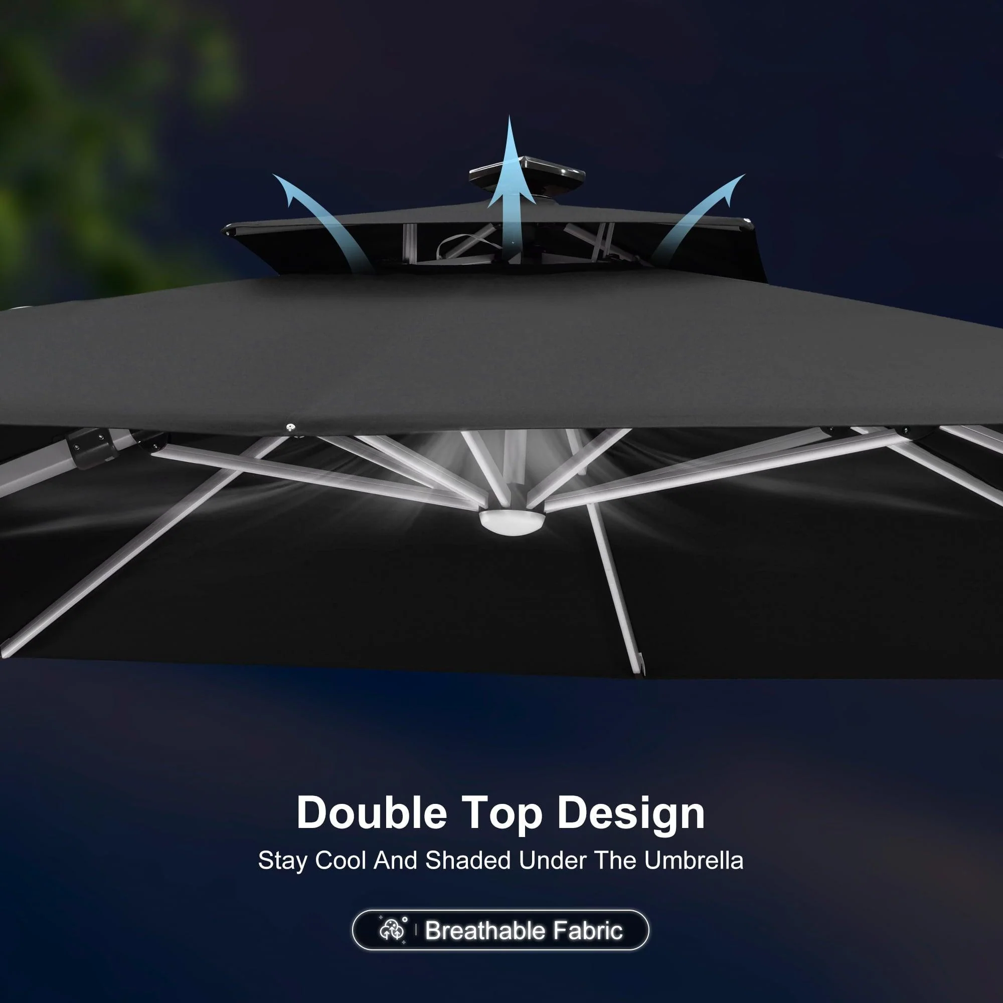 PURPLE LEAF Solar Powered Umbrella LED Rectangular Patio Umbrella with Lights - Image 75