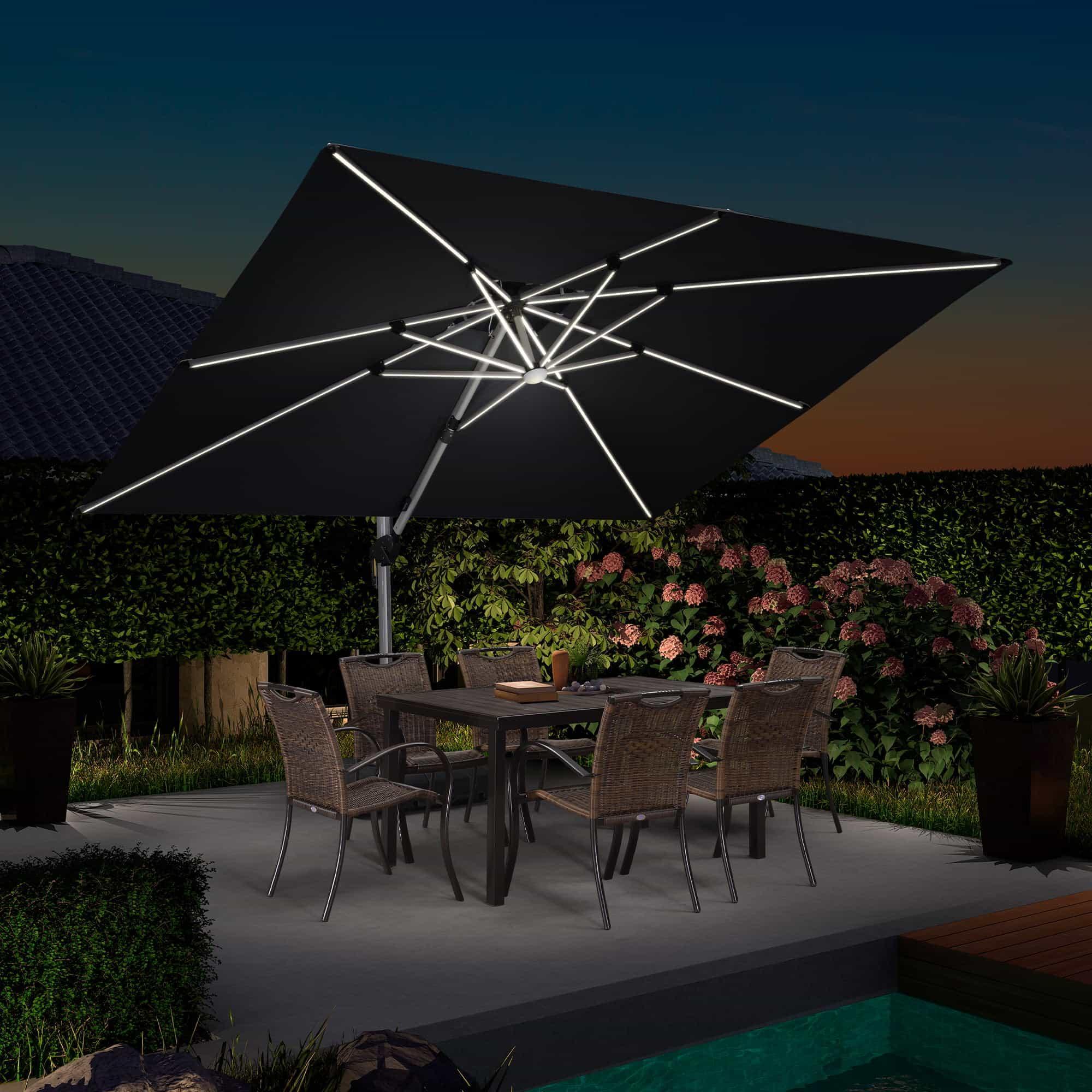 PURPLE LEAF Solar Powered Umbrella LED Rectangular Patio Umbrella with Lights - Image 78