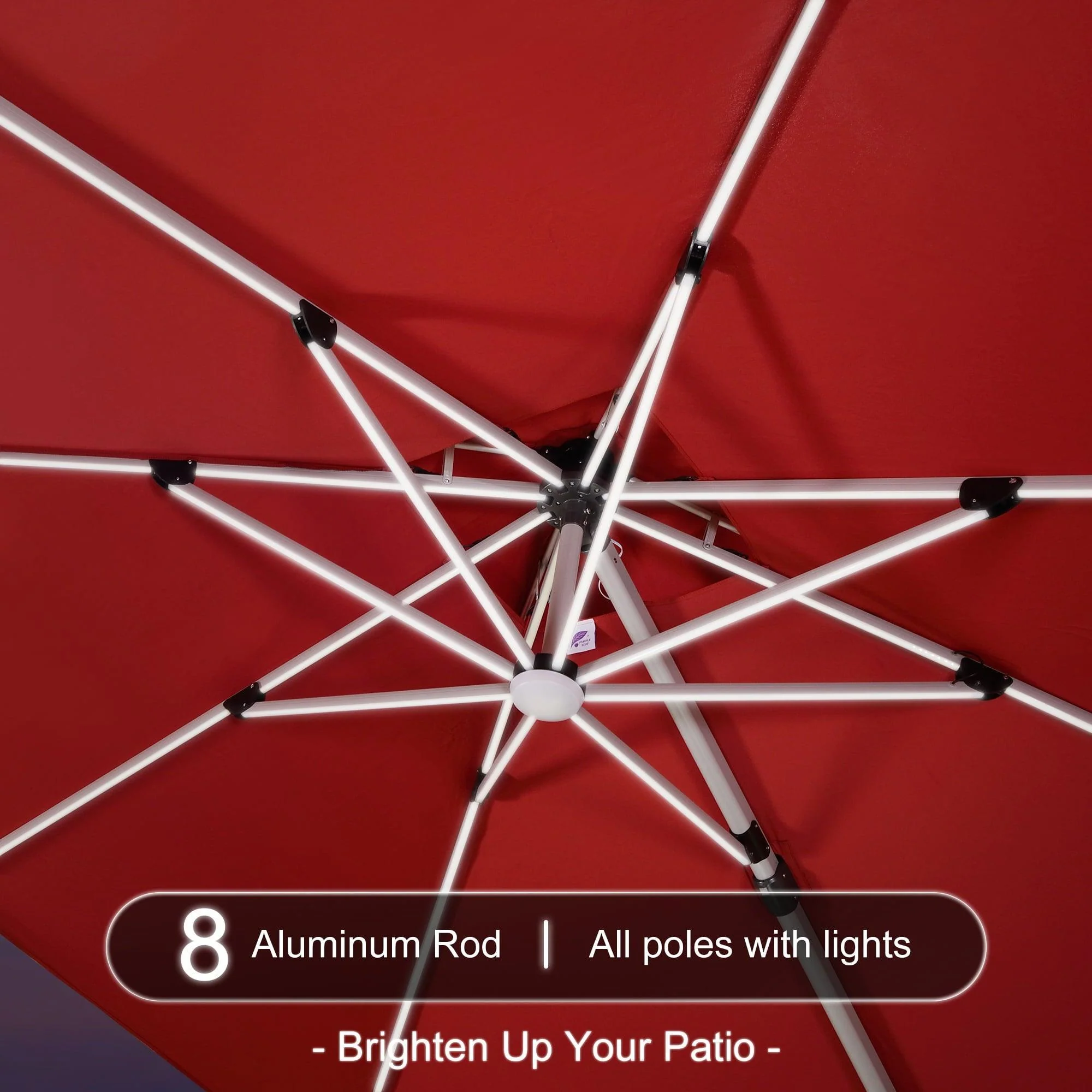 PURPLE LEAF Solar Powered Umbrella LED Rectangular Patio Umbrella with Lights - Image 83