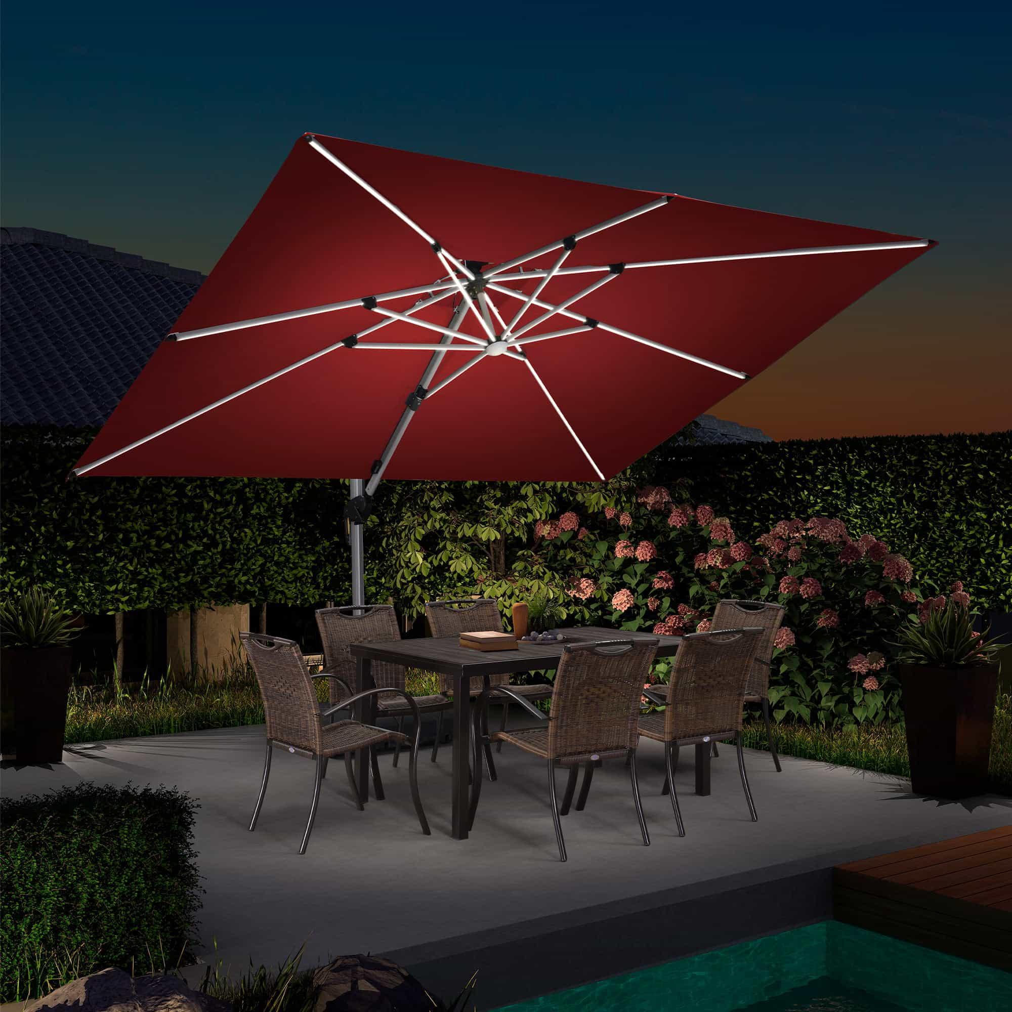 PURPLE LEAF Solar Powered Umbrella LED Rectangular Patio Umbrella with Lights - Image 85