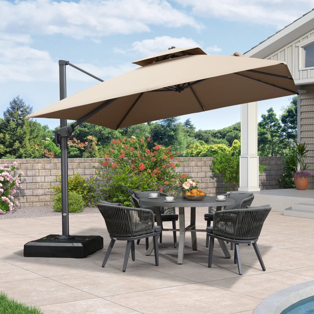 PURPLE LEAF Cantilever Patio Umbrella Gray Pole Outdoor Umbrella with UV Protection - Image 16