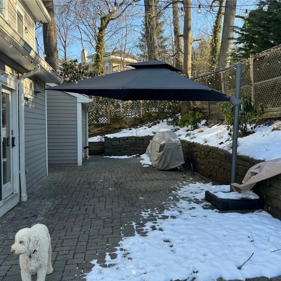 PURPLE LEAF Cantilever Patio Umbrella Gray Pole Outdoor Umbrella with UV Protection - Image 61
