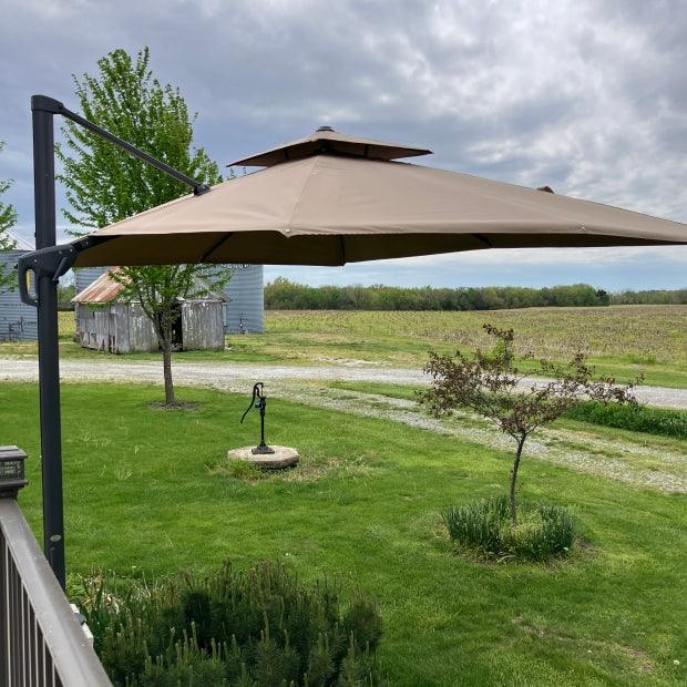 PURPLE LEAF Cantilever Patio Umbrella Gray Pole Outdoor Umbrella with UV Protection - Image 63