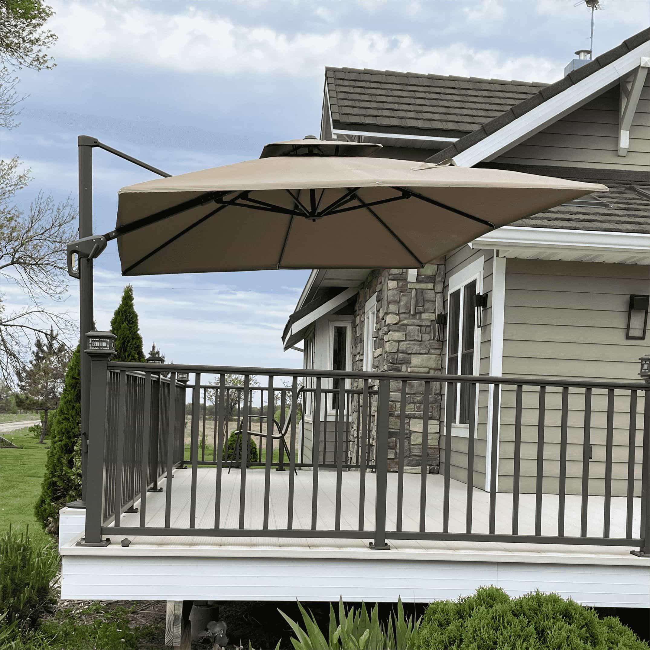 PURPLE LEAF Cantilever Patio Umbrella Gray Pole Outdoor Umbrella with UV Protection - Image 64