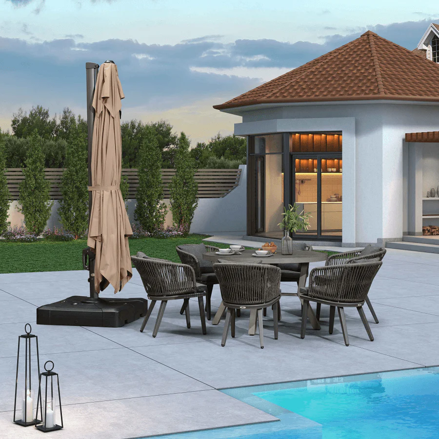 PURPLE LEAF Cantilever Patio Umbrella Gray Pole Outdoor Umbrella with UV Protection - Image 31