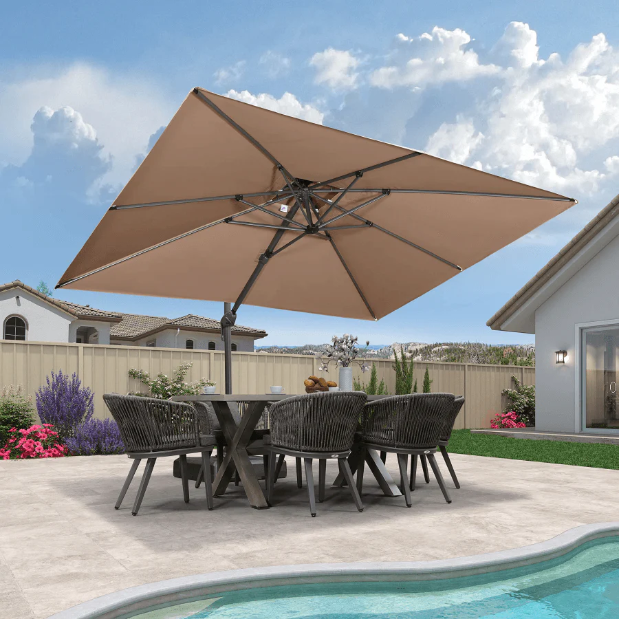 PURPLE LEAF Cantilever Patio Umbrella Gray Pole Outdoor Umbrella with UV Protection - Image 33
