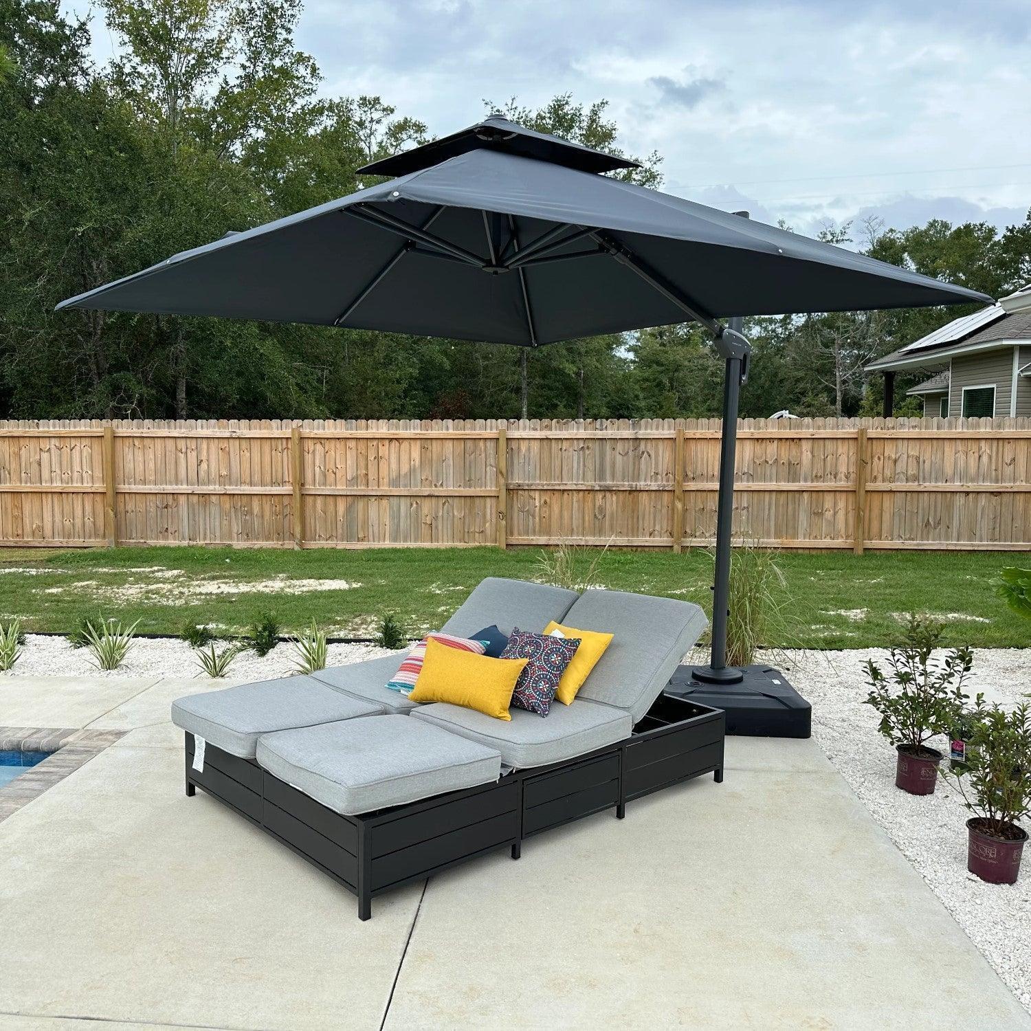 PURPLE LEAF Cantilever Patio Umbrella Gray Pole Outdoor Umbrella with UV Protection - Image 65