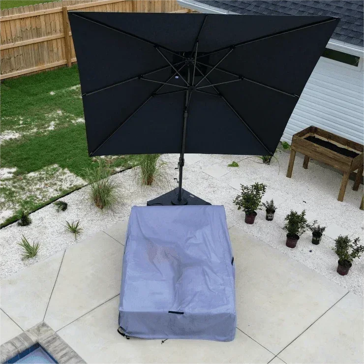 PURPLE LEAF Cantilever Patio Umbrella Gray Pole Outdoor Umbrella with UV Protection - Image 67