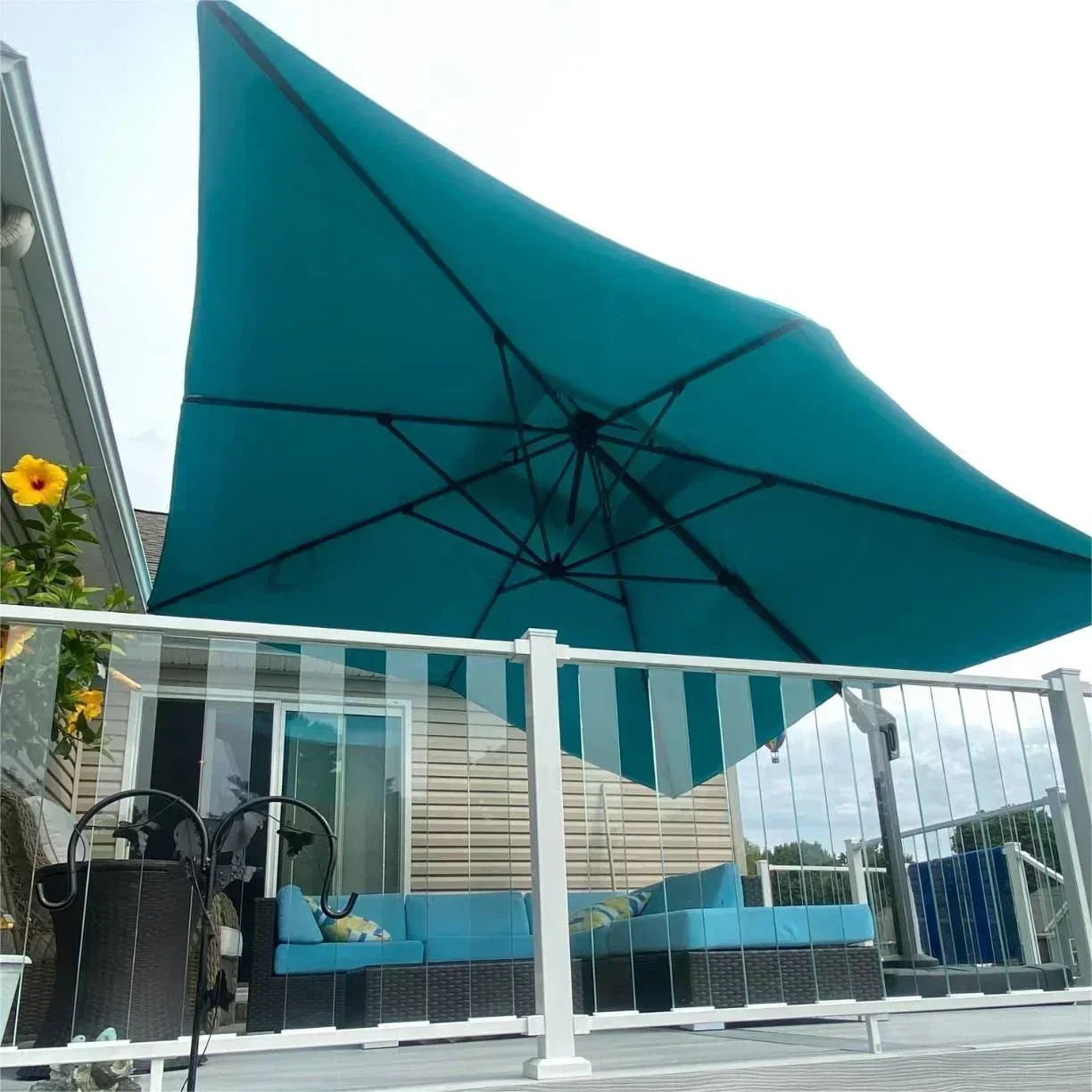 PURPLE LEAF Cantilever Patio Umbrella Gray Pole Outdoor Umbrella with UV Protection - Image 68