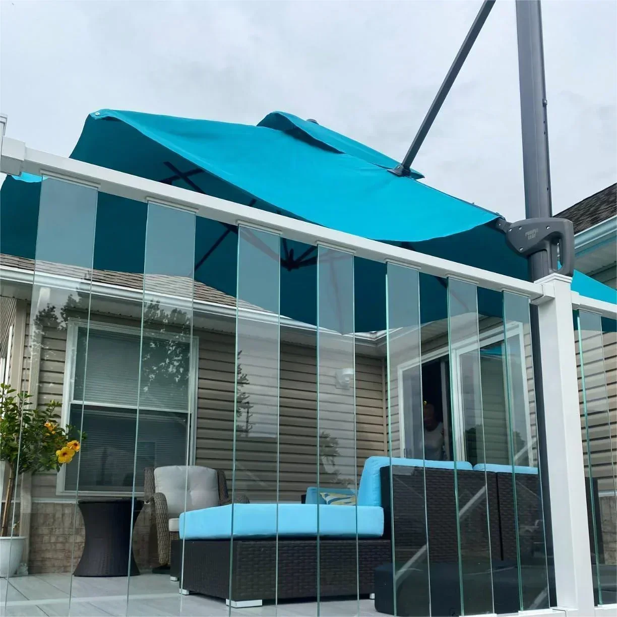 PURPLE LEAF Cantilever Patio Umbrella Gray Pole Outdoor Umbrella with UV Protection - Image 69